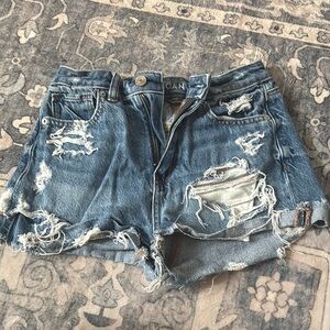 Women's Distressed Blue Denim Shorts